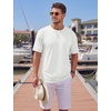 image:imageTACVASEN Mens Cotton TShirts Short Sleeve Crew Neck Soft Comfort Basic  Casual plain loose fitxstitch designlightweight textured fabricdaily outfitsports and beach vacations02 White
