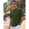 image:imageTACVASEN Mens Cotton TShirts Short Sleeve Crew Neck Soft Comfort Basic  Casual plain loose fitxstitch designlightweight textured fabricdaily outfitsports and beach vacations05 Army Green