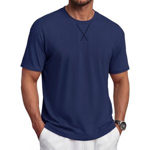 image:imageTACVASEN Mens Cotton TShirts Short Sleeve Crew Neck Soft Comfort Basic  Casual plain loose fitxstitch designlightweight textured fabricdaily outfitsports and beach vacations03 Navy