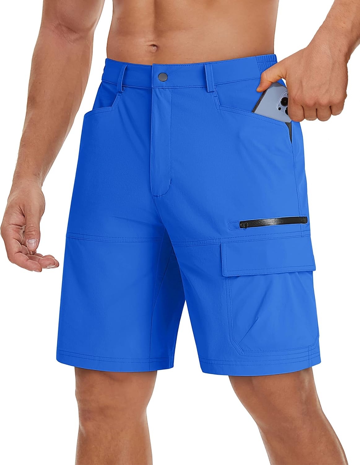image:imageTACVASEN Mens Summer Outdoor Shorts Quick Dry Water Resistant Cargo Casual Golf Work Hiking Shorts NO BeltColor Blue