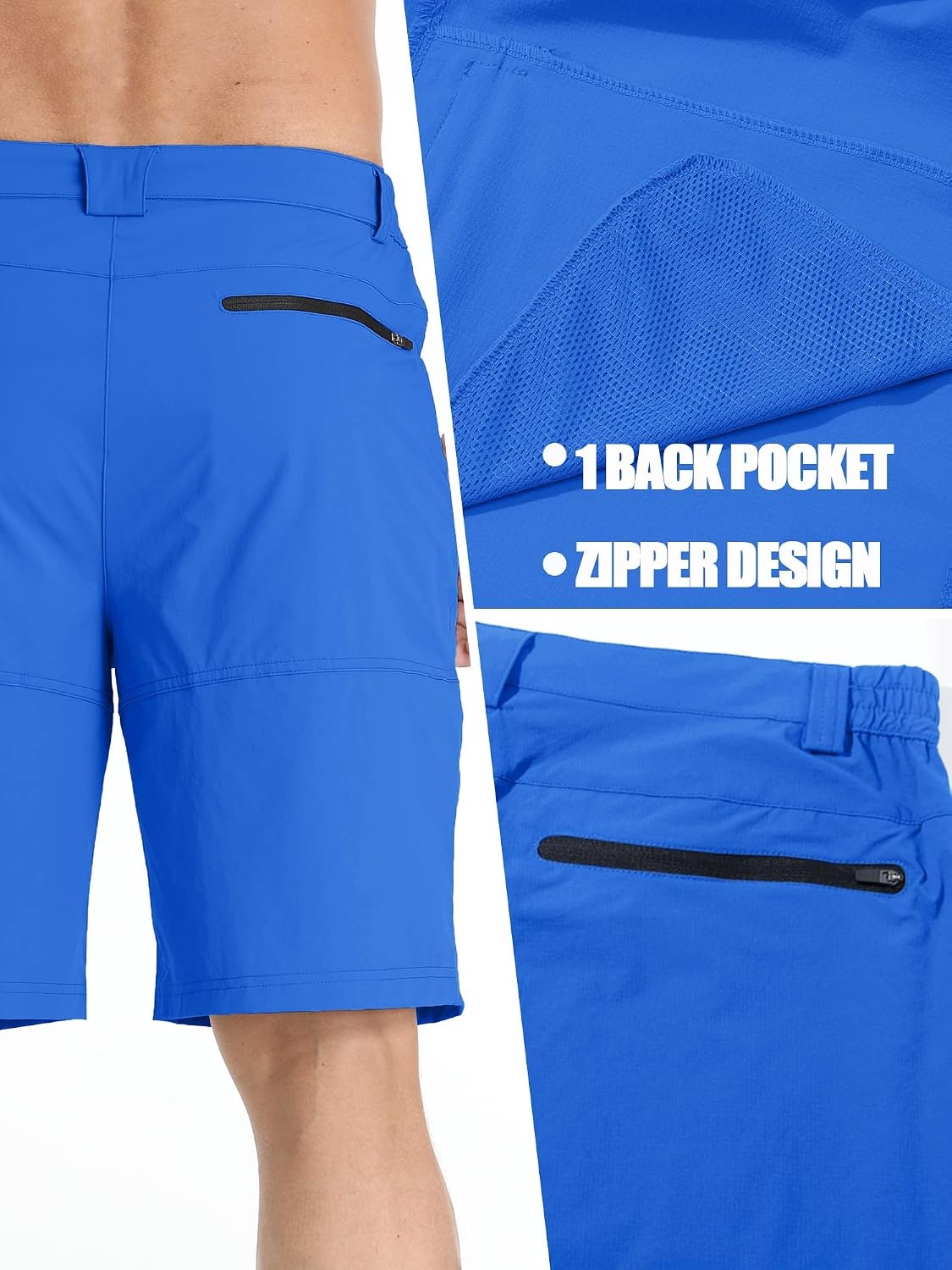 image:imageTACVASEN Mens Summer Outdoor Shorts Quick Dry Water Resistant Cargo Casual Golf Work Hiking Shorts NO BeltColor Blue