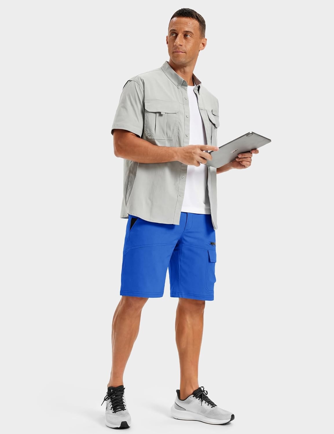 image:imageTACVASEN Mens Summer Outdoor Shorts Quick Dry Water Resistant Cargo Casual Golf Work Hiking Shorts NO BeltColor Blue