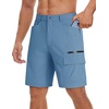 image:imageTACVASEN Mens Summer Outdoor Shorts Quick Dry Water Resistant Cargo Casual Golf Work Hiking Shorts NO BeltLight Blue