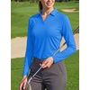image:imageTACVASEN Womens Polo Shirts Long Sleeves Golf Tops V Neck Collared Shirt  Quick Dry Lightweight UPF 50 Sun Protection Breathable Active Tennis Business Work Daily WearAzure