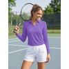 image:imageTACVASEN Womens Polo Shirts Long Sleeves Golf Tops V Neck Collared Shirt  Quick Dry Lightweight UPF 50 Sun Protection Breathable Active Tennis Business Work Daily WearLtpurple