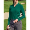 image:imageTACVASEN Womens Polo Shirts Long Sleeves Golf Tops V Neck Collared Shirt  Quick Dry Lightweight UPF 50 Sun Protection Breathable Active Tennis Business Work Daily Wear04egreen