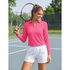 image:imageTACVASEN Womens Polo Shirts Long Sleeves Golf Tops V Neck Collared Shirt  Quick Dry Lightweight UPF 50 Sun Protection Breathable Active Tennis Business Work Daily Wear05rosered