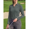 image:imageTACVASEN Womens Polo Shirts Long Sleeves Golf Tops V Neck Collared Shirt  Quick Dry Lightweight UPF 50 Sun Protection Breathable Active Tennis Business Work Daily WearDark Grey