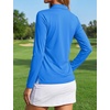image:imageTACVASEN Womens Polo Shirts Long Sleeves Golf Tops V Neck Collared Shirt  Quick Dry Lightweight UPF 50 Sun Protection Breathable Active Tennis Business Work Daily WearAzure