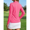 image:imageTACVASEN Womens Polo Shirts Long Sleeves Golf Tops V Neck Collared Shirt  Quick Dry Lightweight UPF 50 Sun Protection Breathable Active Tennis Business Work Daily Wear05rosered