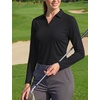 image:imageTACVASEN Womens Polo Shirts Long Sleeves Golf Tops V Neck Collared Shirt  Quick Dry Lightweight UPF 50 Sun Protection Breathable Active Tennis Business Work Daily Wear01black