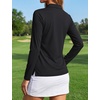 image:imageTACVASEN Womens Polo Shirts Long Sleeves Golf Tops V Neck Collared Shirt  Quick Dry Lightweight UPF 50 Sun Protection Breathable Active Tennis Business Work Daily Wear01black