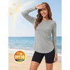image:imageTACVASEN Womens Sun Shirts UPF 50 Long Sleeve Quick Dry Hiking Tops  Polyester Lightweight Breathable Shirt for Workout Fishing Running Golf Outdoor Active Sports SummerLight Grey