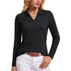 image:imageTACVASEN Womens Polo Shirts Long Sleeves Golf Tops V Neck Collared Shirt  Quick Dry Lightweight UPF 50 Sun Protection Breathable Active Tennis Business Work Daily Wear01black