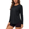image:imageTACVASEN Womens Sun Shirts UPF 50 Long Sleeve Quick Dry Hiking Tops  Polyester Lightweight Breathable Shirt for Workout Fishing Running Golf Outdoor Active Sports SummerBlack