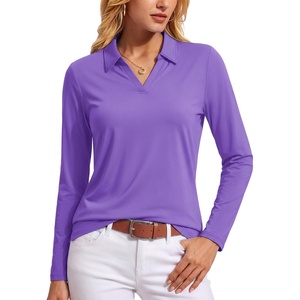 image:imageTACVASEN Womens Polo Shirts Long Sleeves Golf Tops V Neck Collared Shirt  Quick Dry Lightweight UPF 50 Sun Protection Breathable Active Tennis Business Work Daily WearLtpurple