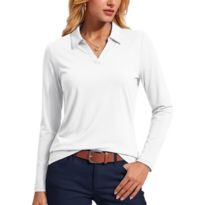 image:imageTACVASEN Womens Polo Shirts Long Sleeves Golf Tops V Neck Collared Shirt  Quick Dry Lightweight UPF 50 Sun Protection Breathable Active Tennis Business Work Daily Wear02white