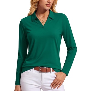 image:imageTACVASEN Womens Polo Shirts Long Sleeves Golf Tops V Neck Collared Shirt  Quick Dry Lightweight UPF 50 Sun Protection Breathable Active Tennis Business Work Daily Wear04egreen