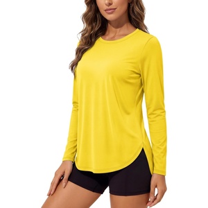 image:imageTACVASEN Womens Sun Shirts UPF 50 Long Sleeve Quick Dry Hiking Tops  Polyester Lightweight Breathable Shirt for Workout Fishing Running Golf Outdoor Active Sports SummerBright Yellow