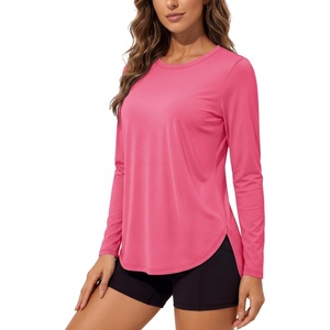 image:imageTACVASEN Womens Sun Shirts UPF 50 Long Sleeve Quick Dry Hiking Tops  Polyester Lightweight Breathable Shirt for Workout Fishing Running Golf Outdoor Active Sports SummerRose Red