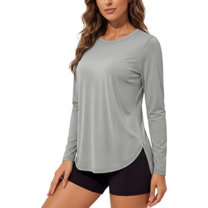 image:imageTACVASEN Womens Sun Shirts UPF 50 Long Sleeve Quick Dry Hiking Tops  Polyester Lightweight Breathable Shirt for Workout Fishing Running Golf Outdoor Active Sports SummerLight Grey