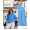 image:imageTACVASEN Womens Fleece Lined Sweatshirt Crewneck Winter Sherpa Pullover  Thermal Shirt Long Sleeve Warm Tops Fuzzy Cozy Sweaters No HoodAzure