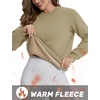 image:imageTACVASEN Womens Fleece Lined Sweatshirt Crewneck Winter Sherpa Pullover  Thermal Shirt Long Sleeve Warm Tops Fuzzy Cozy Sweaters No HoodKhaki