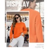 image:imageTACVASEN Womens Fleece Lined Sweatshirt Crewneck Winter Sherpa Pullover  Thermal Shirt Long Sleeve Warm Tops Fuzzy Cozy Sweaters No HoodOrange