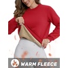 image:imageTACVASEN Womens Fleece Lined Sweatshirt Crewneck Winter Sherpa Pullover  Thermal Shirt Long Sleeve Warm Tops Fuzzy Cozy Sweaters No HoodTomato Red