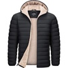 image:imageTACVASEN Mens Puffer Jacket Hooded Sherpa Lined Water Resistant Winter Coat  Warm windproof insulated quilted fleece puffy jacket for casual work travel outdoor hiking skiing snow fishing cold weatherBlack