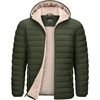 image:imageTACVASEN Mens Puffer Jacket Hooded Sherpa Lined Water Resistant Winter Coat  Warm windproof insulated quilted fleece puffy jacket for casual work travel outdoor hiking skiing snow fishing cold weatherArmy Green
