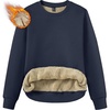 image:imageTACVASEN Womens Fleece Lined Sweatshirt Crewneck Winter Sherpa Pullover  Thermal Shirt Long Sleeve Warm Tops Fuzzy Cozy Sweaters No Hood02navy Blue