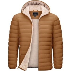 image:imageTACVASEN Mens Puffer Jacket Hooded Sherpa Lined Water Resistant Winter Coat  Warm windproof insulated quilted fleece puffy jacket for casual work travel outdoor hiking skiing snow fishing cold weatherLight Brown