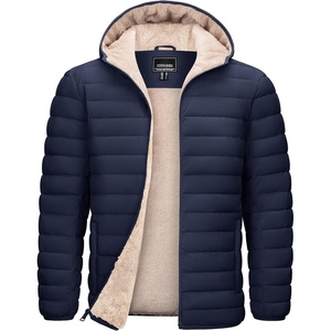 image:imageTACVASEN Mens Puffer Jacket Hooded Sherpa Lined Water Resistant Winter Coat  Warm windproof insulated quilted fleece puffy jacket for casual work travel outdoor hiking skiing snow fishing cold weatherNavy Blue