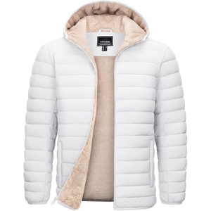 image:imageTACVASEN Mens Puffer Jacket Hooded Sherpa Lined Water Resistant Winter Coat  Warm windproof insulated quilted fleece puffy jacket for casual work travel outdoor hiking skiing snow fishing cold weatherWhite