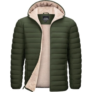 image:imageTACVASEN Mens Puffer Jacket Hooded Sherpa Lined Water Resistant Winter Coat  Warm windproof insulated quilted fleece puffy jacket for casual work travel outdoor hiking skiing snow fishing cold weatherArmy Green