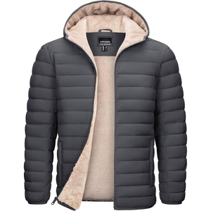 image:imageTACVASEN Mens Puffer Jacket Hooded Sherpa Lined Water Resistant Winter Coat  Warm windproof insulated quilted fleece puffy jacket for casual work travel outdoor hiking skiing snow fishing cold weatherDark Grey