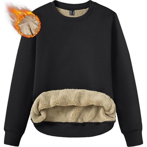 image:imageTACVASEN Womens Fleece Lined Sweatshirt Crewneck Winter Sherpa Pullover  Thermal Shirt Long Sleeve Warm Tops Fuzzy Cozy Sweaters No Hood01black
