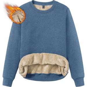 image:imageTACVASEN Womens Fleece Lined Sweatshirt Crewneck Winter Sherpa Pullover  Thermal Shirt Long Sleeve Warm Tops Fuzzy Cozy Sweaters No Hood03blue Grey