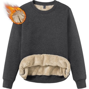 image:imageTACVASEN Womens Fleece Lined Sweatshirt Crewneck Winter Sherpa Pullover  Thermal Shirt Long Sleeve Warm Tops Fuzzy Cozy Sweaters No Hood04deep Grey