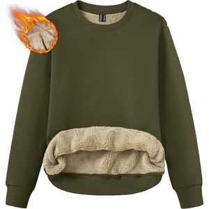 image:imageTACVASEN Womens Fleece Lined Sweatshirt Crewneck Winter Sherpa Pullover  Thermal Shirt Long Sleeve Warm Tops Fuzzy Cozy Sweaters No Hood06army Green