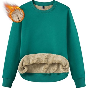 image:imageTACVASEN Womens Fleece Lined Sweatshirt Crewneck Winter Sherpa Pullover  Thermal Shirt Long Sleeve Warm Tops Fuzzy Cozy Sweaters No HoodEmerald Green