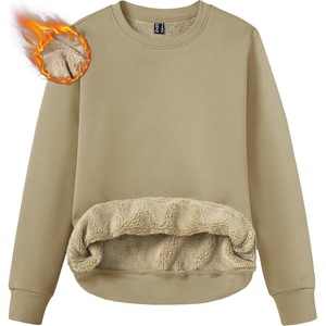 image:imageTACVASEN Womens Fleece Lined Sweatshirt Crewneck Winter Sherpa Pullover  Thermal Shirt Long Sleeve Warm Tops Fuzzy Cozy Sweaters No HoodKhaki