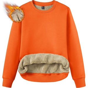 image:imageTACVASEN Womens Fleece Lined Sweatshirt Crewneck Winter Sherpa Pullover  Thermal Shirt Long Sleeve Warm Tops Fuzzy Cozy Sweaters No HoodOrange