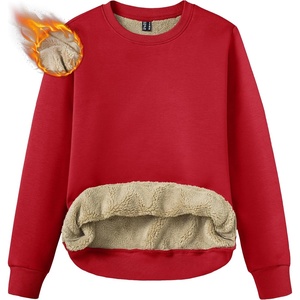 image:imageTACVASEN Womens Fleece Lined Sweatshirt Crewneck Winter Sherpa Pullover  Thermal Shirt Long Sleeve Warm Tops Fuzzy Cozy Sweaters No HoodTomato Red