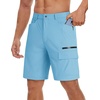 image:imageTACVASEN Mens Summer Outdoor Shorts 710 Cargo Casual Golf Hiking  Lightweight Quick Dry Water Resistant Stretch Breathable Moisture Wicking 5 Pockets Dress Fishing Travel Work No BeltSky Blue