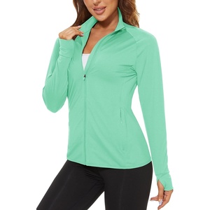 image:imageTACVASEN Womens Lightweight Athletic Jacket UPF 50 Long Sleeve Sun Shirt  Sweatshirt Ladies Tops Activewear Summer Zip Up Pockets UV Protection Light Dry Fit Workout Yoga Exercise Casual GolfMint Green