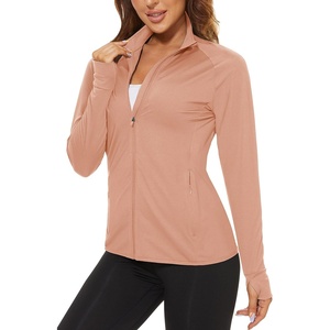image:imageTACVASEN Womens Lightweight Athletic Jacket UPF 50 Long Sleeve Sun Shirt  Sweatshirt Ladies Tops Activewear Summer Zip Up Pockets UV Protection Light Dry Fit Workout Yoga Exercise Casual GolfApricot