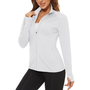 image:imageTACVASEN Womens Lightweight Athletic Jacket UPF 50 Long Sleeve Sun Shirt  Sweatshirt Ladies Tops Activewear Summer Zip Up Pockets UV Protection Light Dry Fit Workout Yoga Exercise Casual Golf03 White