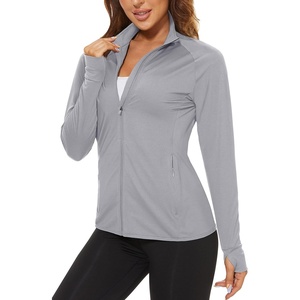 image:imageTACVASEN Womens Lightweight Athletic Jacket UPF 50 Long Sleeve Sun Shirt  Sweatshirt Ladies Tops Activewear Summer Zip Up Pockets UV Protection Light Dry Fit Workout Yoga Exercise Casual GolfLight Gray